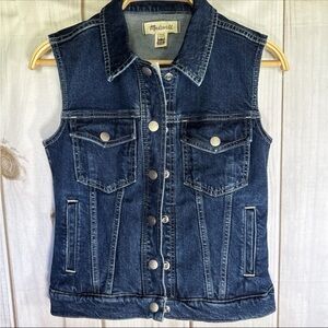 Madewell Women’s Denim Fitted Vest in Rocco Wash Size XXS New